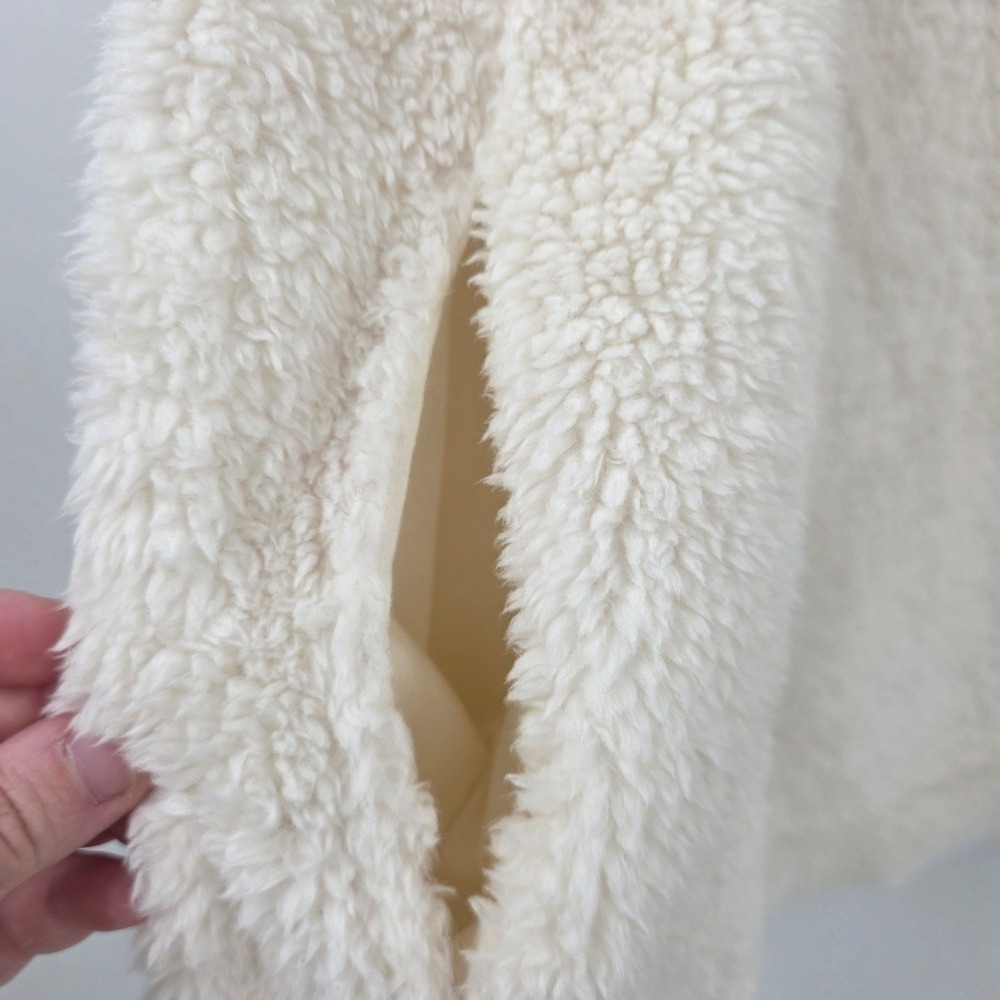 KOOLABURA BY UGG SHERPA HOODED VEST WOMENS XL CREAM WHITE OPEN FRONT POCKETS EUC - Picture 8 of 14